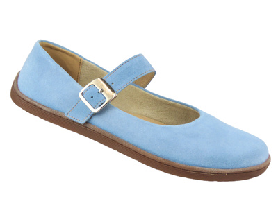 Dámské barefoot minimalistické kožené polobotky Nika Komfort 1445, světle modré