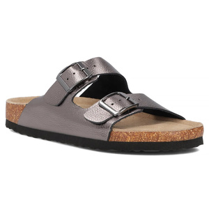 Kožené dámské pantofle s přezkami, metalické Filippo DK7062/25