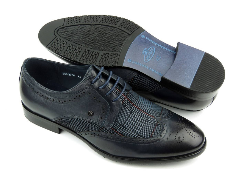 Vysoce kvalitní pánské boty ve stylu brogues a čepice - BROOMAN 913-20-93, tmavě modrá