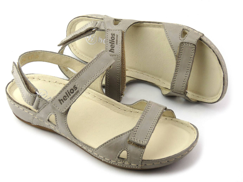 Dámské sportovní sandály se třemi pásky na suchý zip - HELIOS Komfort 205, šedá