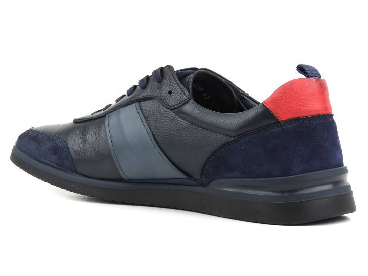 Pánské kožené sportovní boty - JOHN DOUBARE QA537WIA-AB59, tmavě modrá