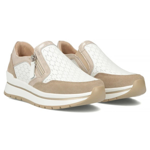 Dámské kožené boty na platformě - Filippo DP6777/25, béžová