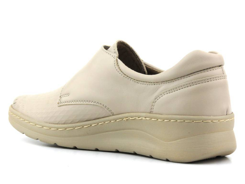 Dámské kožené boty na suchý zip - Wasak 0539, krémová