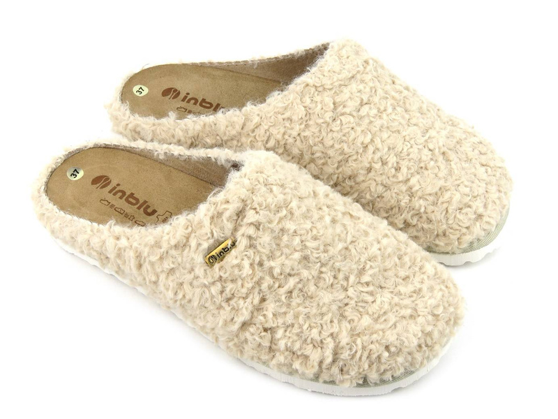 Dámské pantofle s koženou, vyjímatelnou stélkou - INBLU CS-33, béžová