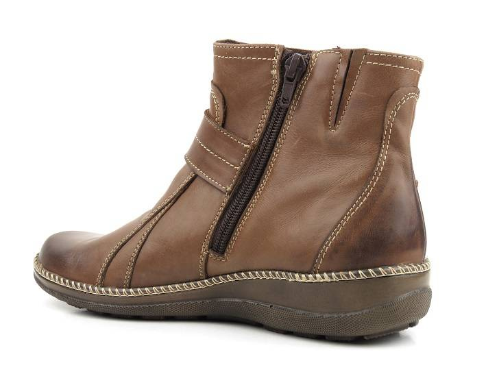 Dámské kožené kozačky - HELIOS Komfort 668, hnědé