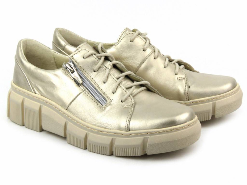 Kožené dámské boty polské značky - HELIOS Komfort 413, zlaté