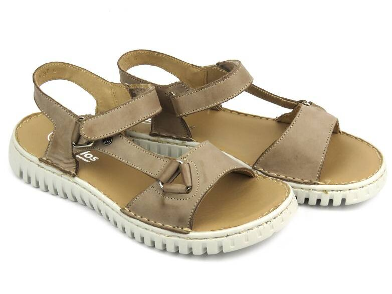 Dámské kožené sandály od polské značky - HELIOS Komfort 249S, béžové