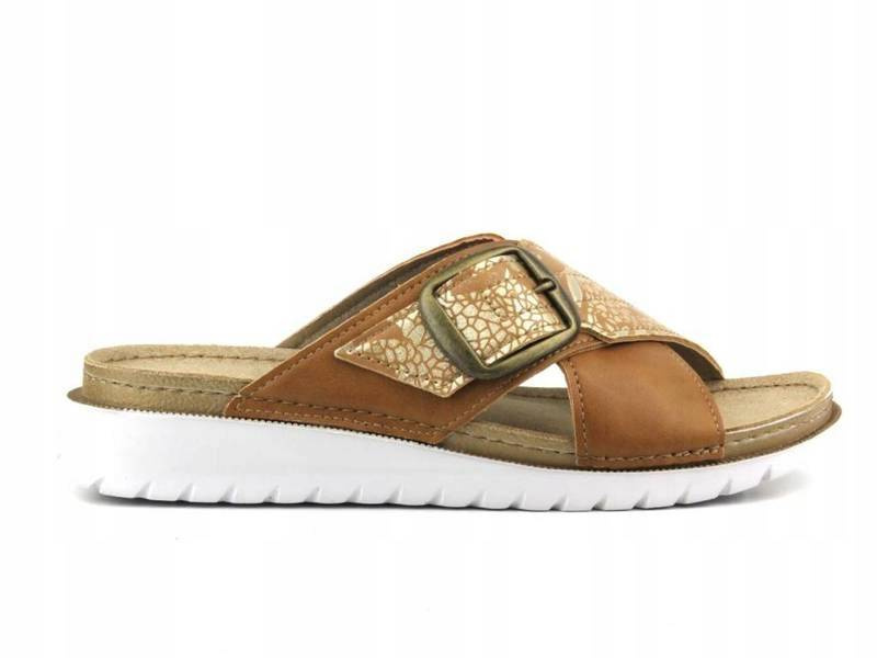 Dámské žabky s přezkou - INBLU CN-32, hnědé