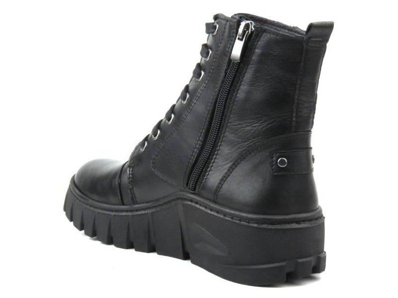 Dámské kožené kotníkové boty na platformě - VENEZIA 0242270, černé