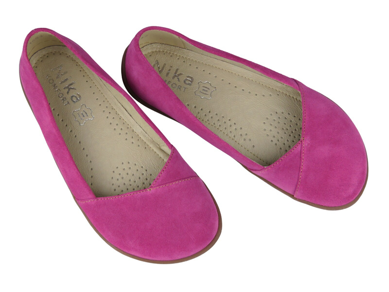 Barefoot kožené minimalistické dámské polobotky s rozšířenou šířkou H - Nika Komfort 1451 fuchsiová