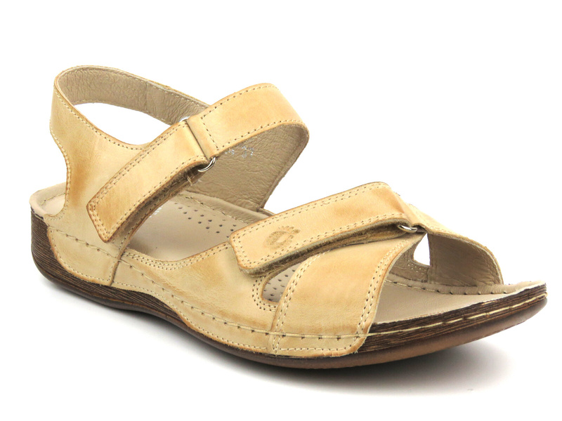 Wygodne sandały damskie polskiej produkcji - Helios Komfort 246, beżowe