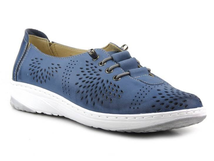 Dámské kožené boty s prolamovaným svrškem - Wasak 0626, modrá