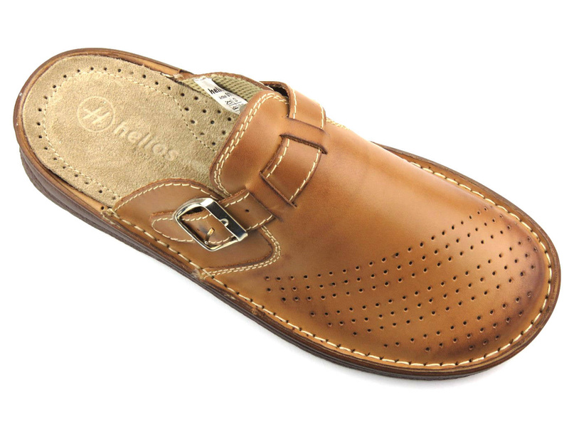 Kožené pánské pantofle polské značky HELIOS KOMFORT 011 béžové barvy