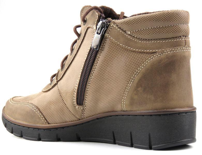 Dámské kožené kozačky ve sportovním stylu - Helios Komfort 531, béžová