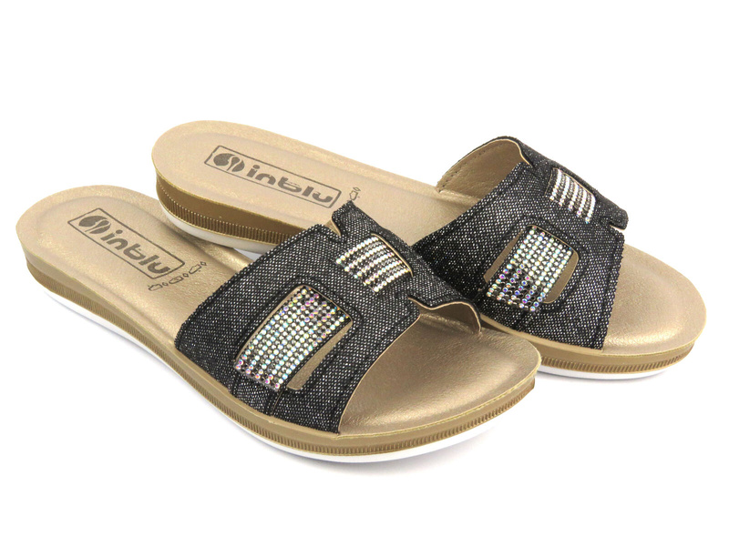 Pohodlné dámské žabky s lesklým svrškem - INBLU BA-50, černé