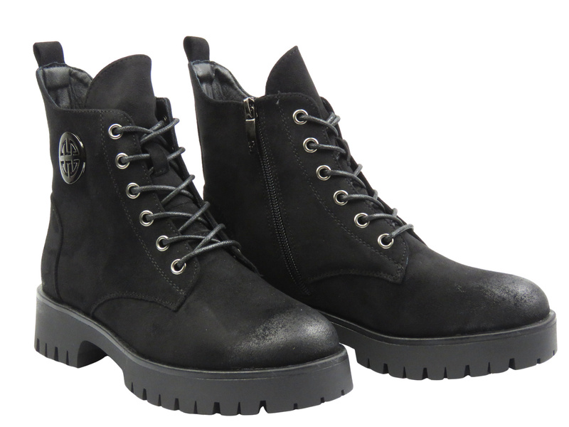 Černé zateplené dámské kotníkové boty Potocki 25-12672