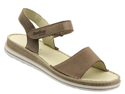 Kožené dámské sandály na suchý zip béžové Helios Komfort 127