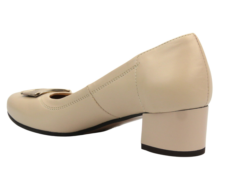 Kožené lodičky na podpatku – GALANT 3013, béžové