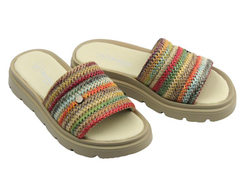 Kožené dámské pantofle vícebarevné Helios Komfort 156