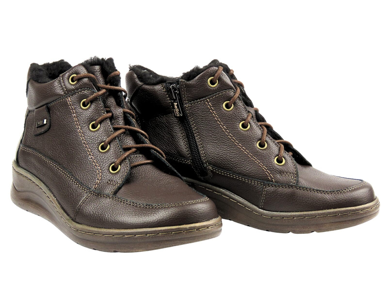 Dámské vlněné kotníkové boty - HELIOS Comfort 553, khaki