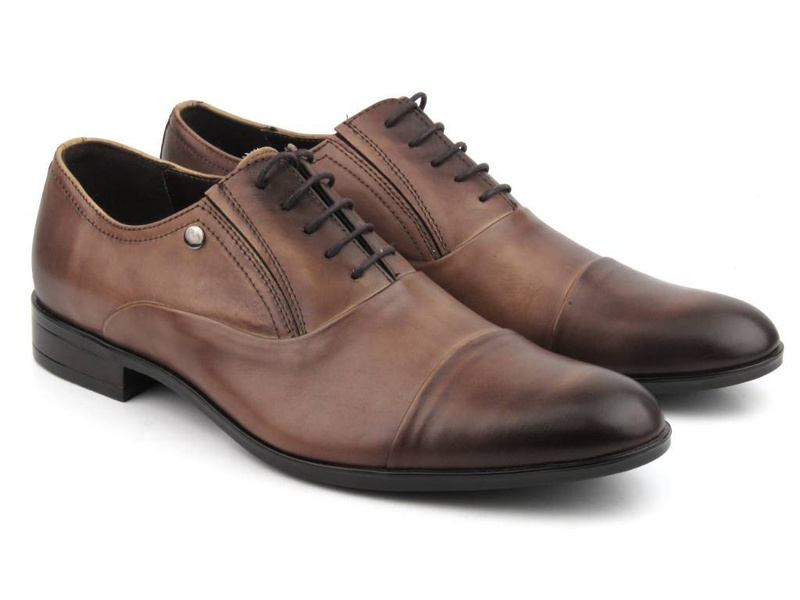 Kožené boty, pánské společenské oxfordky Conhpol 5540-0921, hnědé