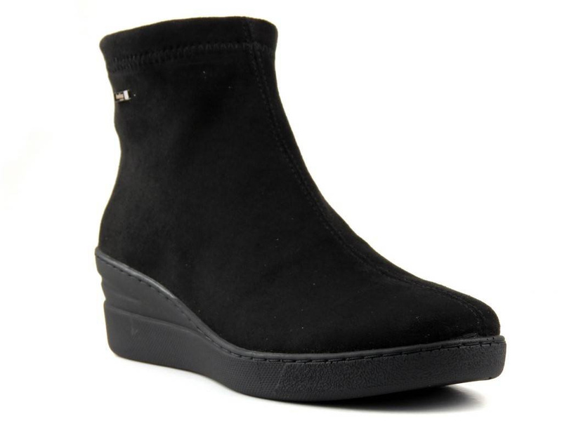 Elastické dámské kozačky na klínku - HELIOS Komfort 506-2, černé