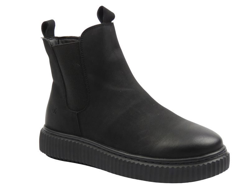 Dámské kožené kotníkové boty černé Cambell 25-19340