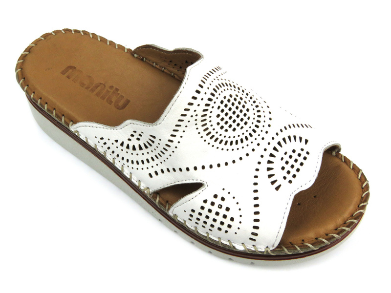 Dámské kožené žabky - Manitu 900119-03, bílá