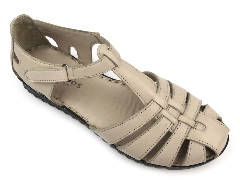 Skórzane sandały damskie na lekkiej podeszwie - HELIOS Komfort 102, srebrne