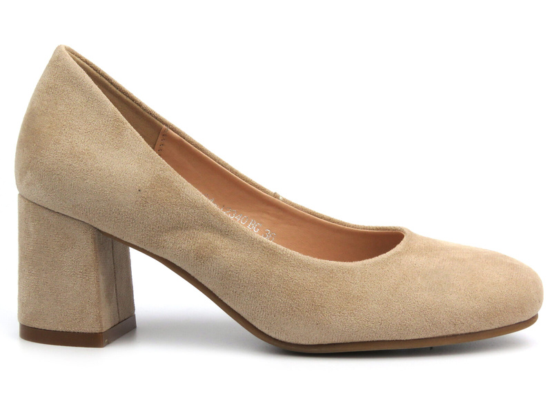 Elegantní dámská obuv na špalku - Potocki 24-12340, béžová