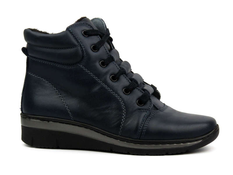 Dámské sportovní kotníkové boty z přírodní kůže - HELIOS Komfort 562, tmavě modré