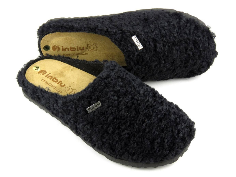 Dámské pantofle s koženou, vyjímatelnou stélkou - INBLU CS-33, černá