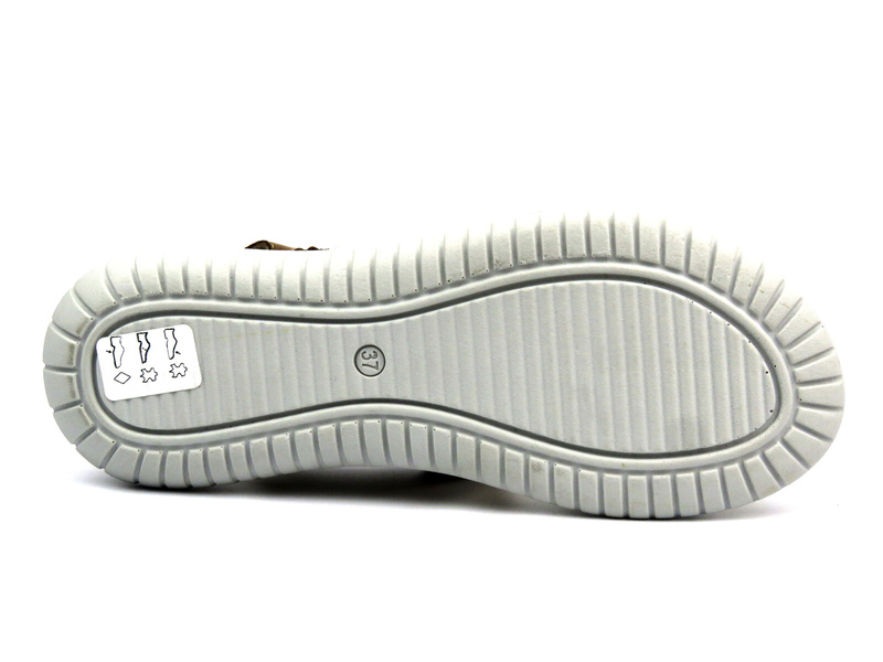 Dámské kožené sandály na suchý zip - Helios Komfort 794S, béžové