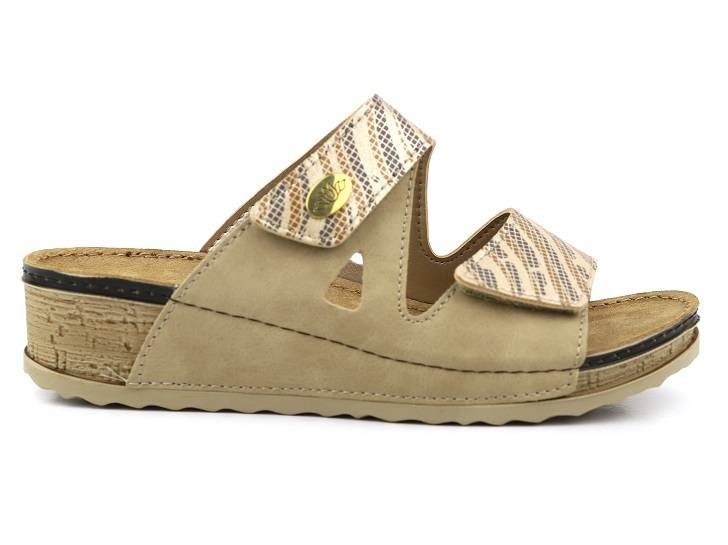 Dámské žabky s pásky na suchý zip - INBLU NV-02, béžová