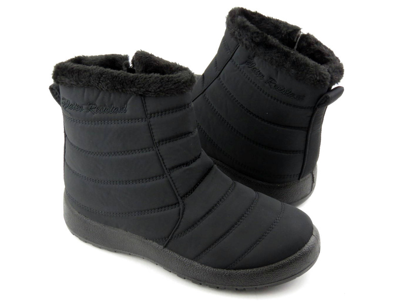 Dámské sněhule zateplené kožíškem - NOVINKA 9SN26-1467, černé