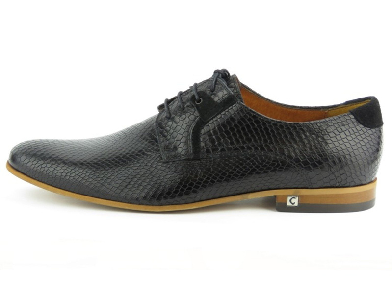 Pánské derby s imitací šupin - CONHPOL 4934, černá