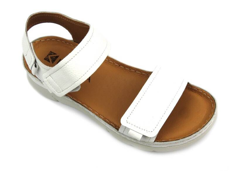 Pohodlné dámské kožené sandály - Kampa K828. 444, bílé