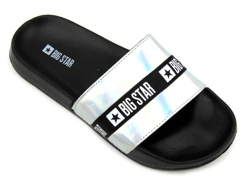 Dámské žabky s lesklým holo-páskem - BIG STAR GG274A005, stříbrná