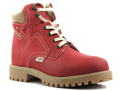 Kožené boty, dámské sněhule zateplené vlnou - HELIOS Komfort 616-2, červené