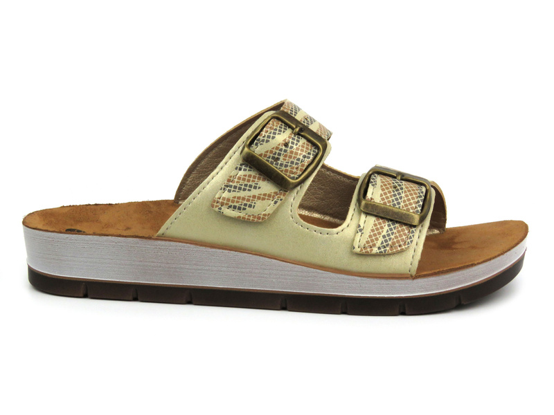 Dámské žabky s leopardím potiskem - INBLU CP-10, béžová a zlatá