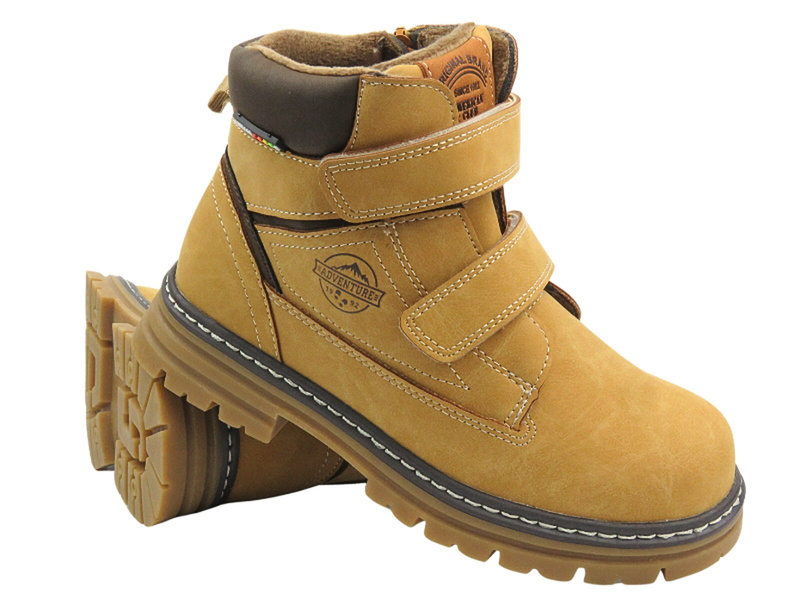 Dětské boty American Club na suchý zip - XD 99/23, hnědé