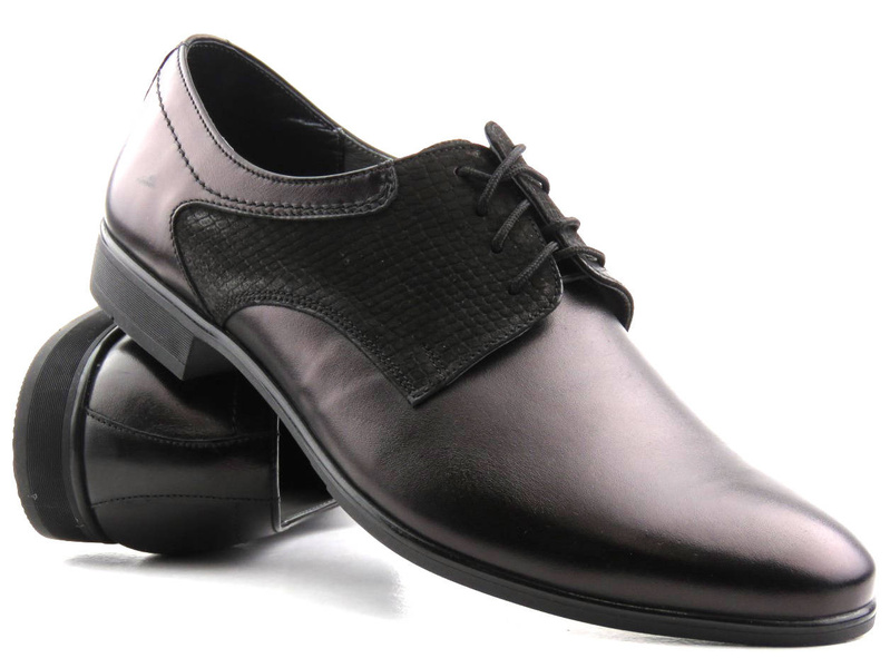 Elegantní pánské kožené boty - MOSKŁA 810, černá F