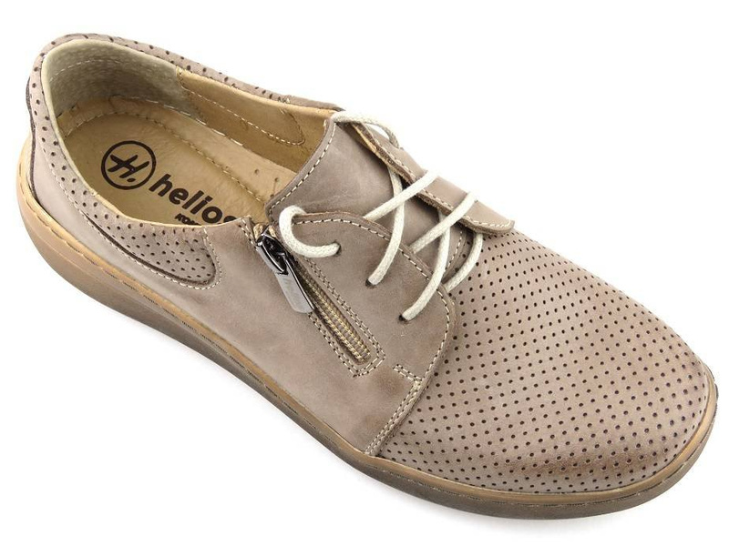 Dámské kožené boty se silnou podrážkou - Helios Komfort 328S, béžová