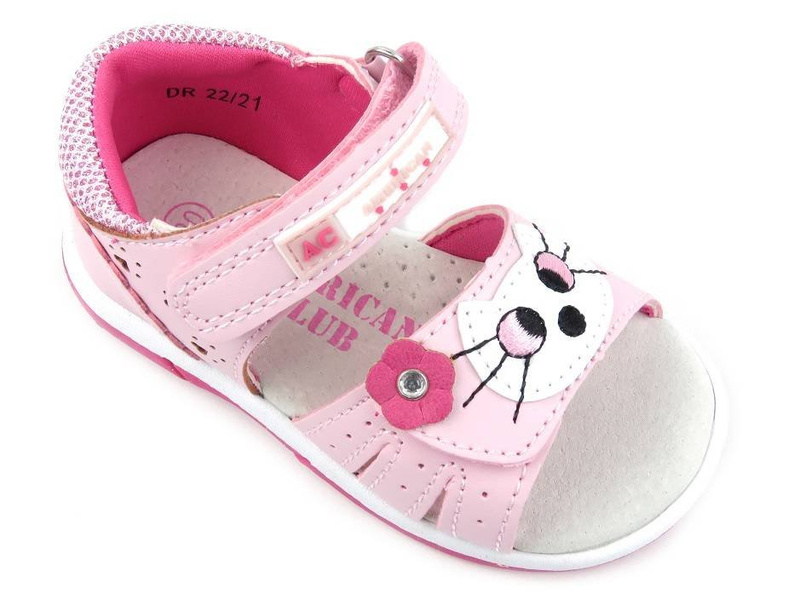 Dětské sandály s koťátkem - American Club DR 22/21(22) 29/22, růžové