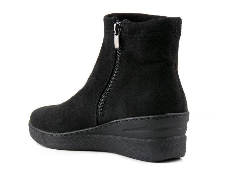 Elastické dámské kozačky na klínku - HELIOS Komfort 506-2, černé