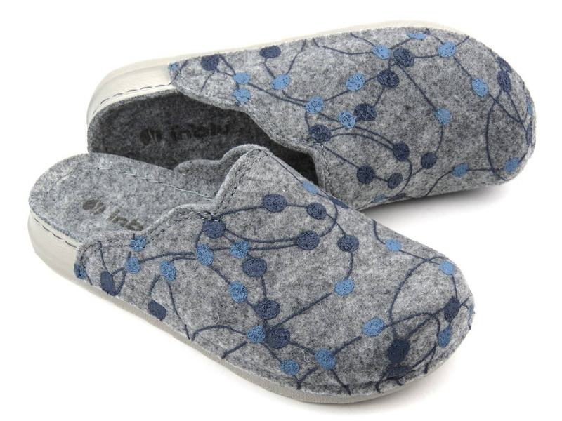 Dámské plstěné pantofle Inblu UA-35, šedé s puntíky