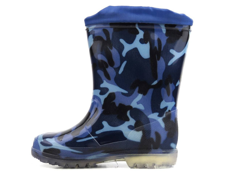 Vysoké dětské camo holínky - WOJTYŁKO 4321G, tmavě modrá