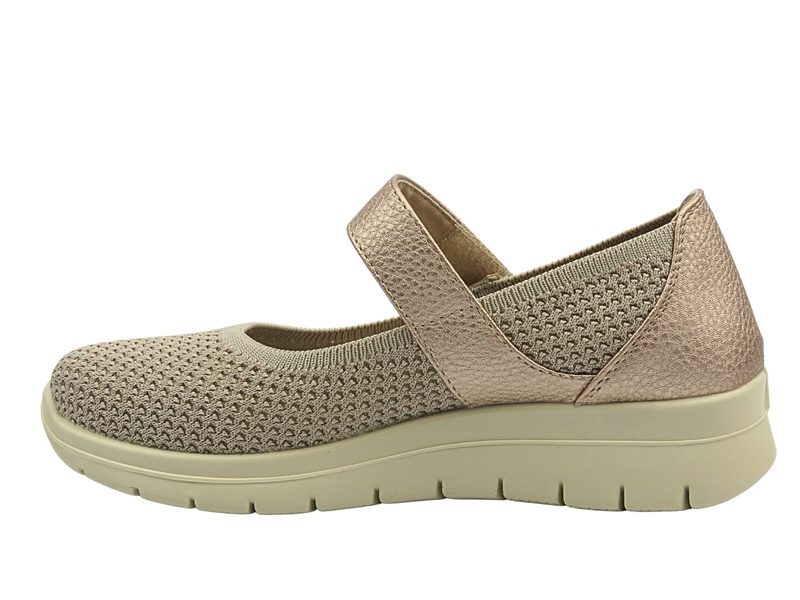 Dámské polobotky s páskem na suchý zip béžové UNISOFT 25PB02-8886