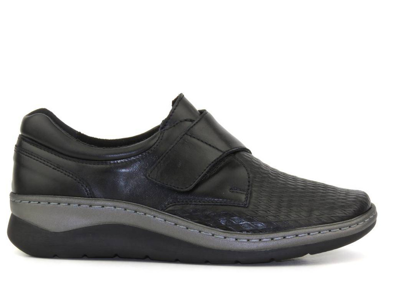 Dámské kožené boty na suchý zip - Wasak 0539, černá