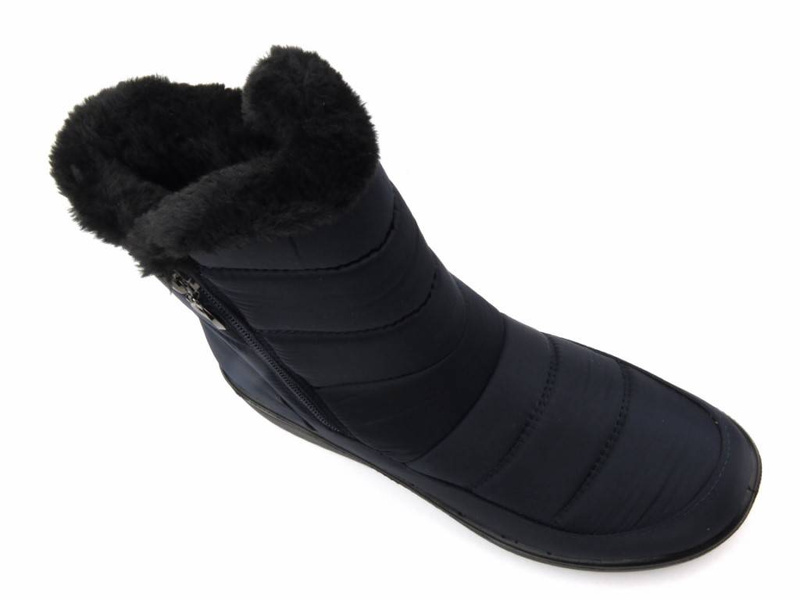 Dámské sněhule zateplené kožíškem - NOVINKA 22SN26-5065, tmavě modrá